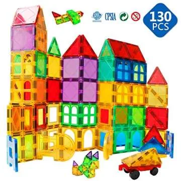 MAGBLOCK Magnetic Building Tiles Set 130 Pcs for Kids