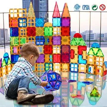 MAGBLOCK Magnetic Building Tiles Set 130 Pcs for Kids