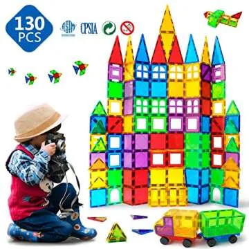 MAGBLOCK Magnetic Building Tiles Set 130 Pcs for Kids