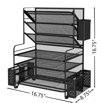 Stylish 7 Tier Desk File Organizer with Pen Holder