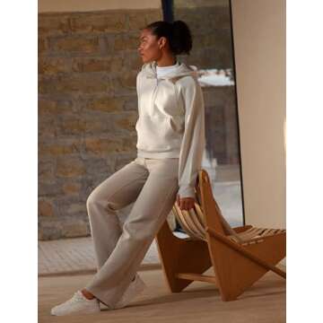 CRZ YOGA Women’s Fleece Lined Sweatpants - Cozy Casual Lounge Pants in Mojave Tan