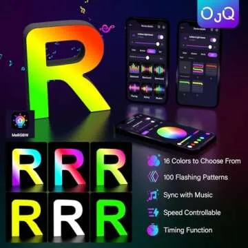 OJQ Light Up Letters - LED Music Sync Alphabet Lights