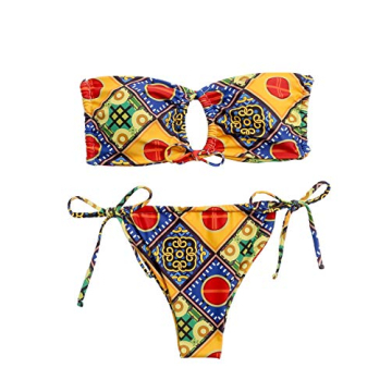 SOLY HUX Women's Geometric Print Bikini Set Adjustable Fit