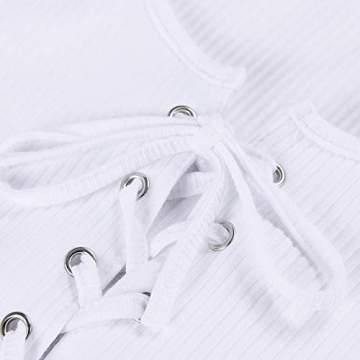 PALINDA Women's Lace Up Bodysuit in White for Chic Style