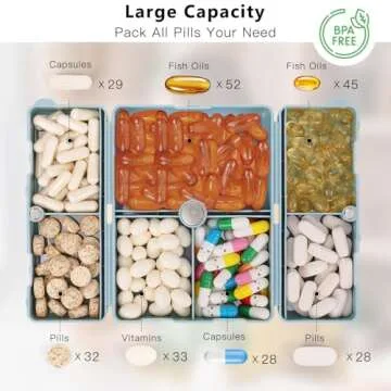 FYY 2 Pcs Daily Pill Organizer, 7 Compartments Portable Pill Case Travel Pill Organizer,[Folding Des...