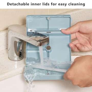 FYY 2 Pcs Daily Pill Organizer, 7 Compartments Portable Pill Case Travel Pill Organizer,[Folding Design] Pill Box for Purse Pocket to Hold Vitamins,Cod Liver Oil,Supplements and Medication-Blue