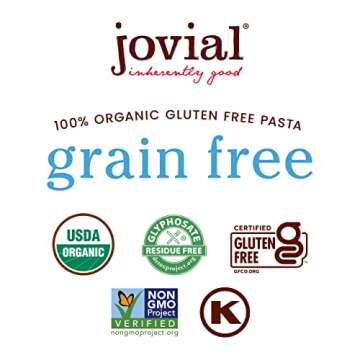 Jovial Grain-Free Cassava Penne Rigate - Penne Pasta Noodles, Cassava Pasta, Penne Pasta Organic, Paleo Pasta, Certified Gluten-Free, USDA Certified Organic, Non-GMO, High-Fiber - 8 Oz, 1 Pack