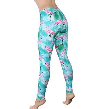 Comfy Yoga Pants - Soft Milk Silk Workout Leggings for Women - Fun Lightweight Printed Yoga Leggings (Oh Flamingo, US 4-10)