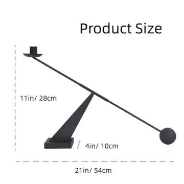 Black Taper Candlestick Holders, Metal Modern Geometric Line Candle Stands Decorative, Long Decorati...