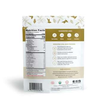 Organic Traditions Sprouted Chia Seeds & Flax Seed Powder - Vegan Superfood 227g