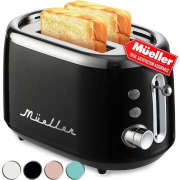 Mueller Retro Toaster 2 Slice with 7 Browning Levels