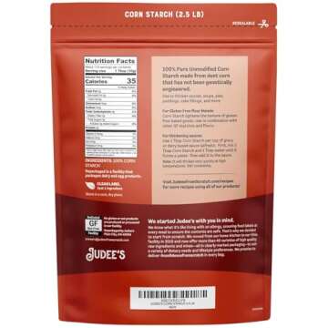 Judee’s Corn Starch 2.5 lb - 100% Non-GMO and Just One Ingredient - Gluten-Free and Nut-Free - Gre...