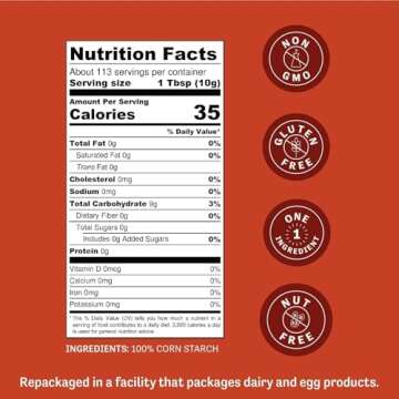 Judee’s Corn Starch 2.5 lb - 100% Non-GMO and Just One Ingredient - Gluten-Free and Nut-Free - Great Thickener for Sauces, Soups, and Gravies - Lighten Gluten Free Cake or Bread Texture