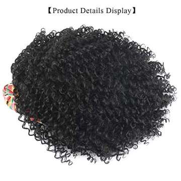 Aisaide Kinky Curly Headband Wig, Short Afro Curly Headband Wigs for Black Women, Synthetic Headwrap Black Wig with Headband Attached Head Wrap Wigs 2 in 1 Heat Resistant Full Curly Wigs for Women