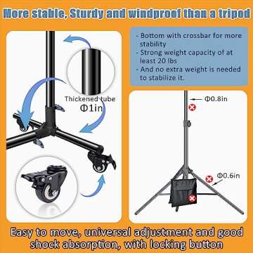 Versatile Heavy Duty Backdrop Stand with Wheels, 10 * 7ft Adjustable Photo Background Stand, Banner ...