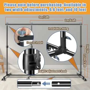Versatile Heavy Duty Backdrop Stand with Wheels, 10 * 7ft Adjustable Photo Background Stand, Banner Backdrop Stand for Parties/Photography/Birthday/Studio