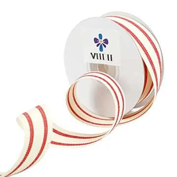 MEEDEE Striped Cotton Ribbon for DIY Crafts and Decor