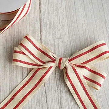 MEEDEE Striped Cotton Ribbon for DIY Crafts and Decor