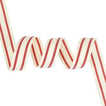 MEEDEE Striped Cotton Ribbon for DIY Crafts and Decor