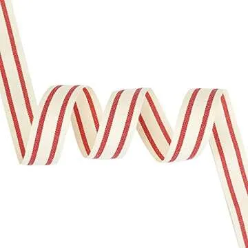 MEEDEE Striped Cotton Ribbon for DIY Crafts and Decor