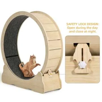 DWVO Cat Wheel Exerciser for Indoor, 43.3 inch Large Cat Exercise Wheel for Running Silent, Cat Treadmill for with Safety Lock for Kitty's Weight Loss, Fitness and Health