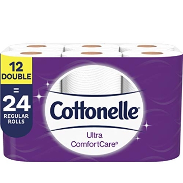 Cottonelle Ultra ComfortCare Soft Toilet Paper, 12 Double Rolls, Bath Tissue