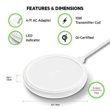 Belkin Wireless Charger 10W – Boost Up Wireless Charging Pad, Wireless Charger for iPhone 11, 11 Pro, 11 Pro Max, XS, XS Max, XR, X, 8, 8 Plus/Samsung Galaxy S10, Note10 and More