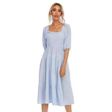 Stylish R.Vivimos Summer Cotton Midi Dress for Women