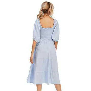 Stylish R.Vivimos Summer Cotton Midi Dress for Women