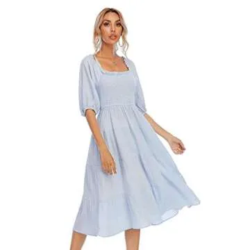 Stylish R.Vivimos Summer Cotton Midi Dress for Women