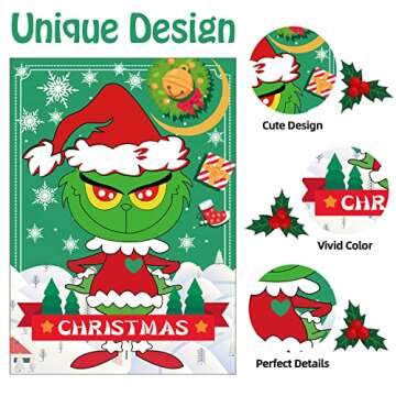 Christmas Games - Pin The Heart Christmas Crafts Games for Kids Families Party, Griinch Games Party Decorations Supplies Favors, Indoor Christmas Decorations Home Decor, Xmas Kids Activities Presents