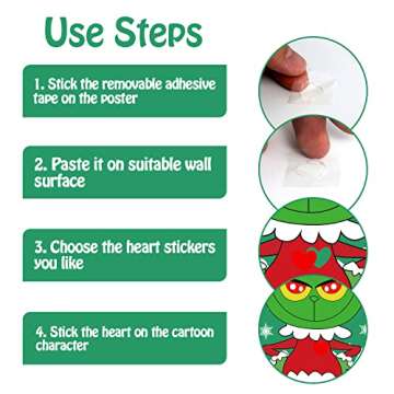 Christmas Games - Pin The Heart Christmas Crafts Games for Kids Families Party, Griinch Games Party Decorations Supplies Favors, Indoor Christmas Decorations Home Decor, Xmas Kids Activities Presents