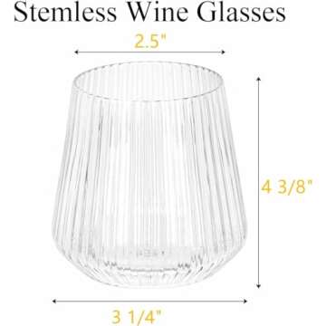 Tebery 20 Pack Plastic Ribbed Wine Glasses, 14Oz Origami Style Ridged Drinking Glasses Tumbler, Uniq...