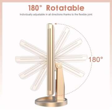 WEILY Lighted Vanity Makeup Mirror 1x/2x/3x Magnification Trifold with 21 LED Lights Touch Screen and USB Charging, 180 Degree Adjustable Stand for Countertop Cosmetic Makeup Mirror(Gold)