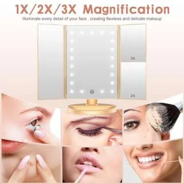 WEILY Gold Lighted Makeup Mirror with Adjustable Lights