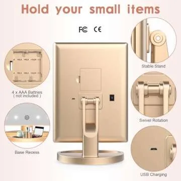 WEILY Gold Lighted Makeup Mirror with Adjustable Lights
