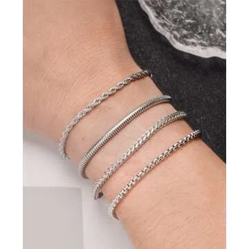 Tornito 8Pcs Stainless Steel Chain Bracelet Set for All