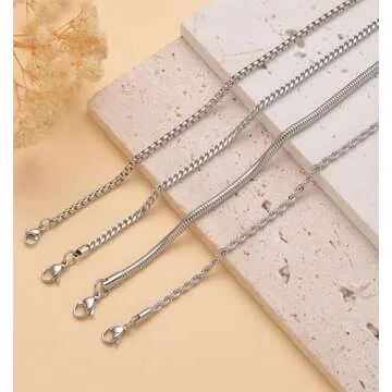 Tornito 8Pcs Stainless Steel Chain Bracelet Set for All