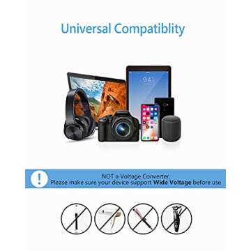 TESSAN Israel Power Adapter, Type H 3 Prong Grounded Travel Plug Adaptor with 2 USB Phone Charger 1 American Outlet for US to Israeli Palestine Jerusalem