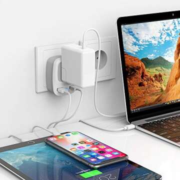 TESSAN Israel Power Adapter, Type H 3 Prong Grounded Travel Plug Adaptor with 2 USB Phone Charger 1 American Outlet for US to Israeli Palestine Jerusalem