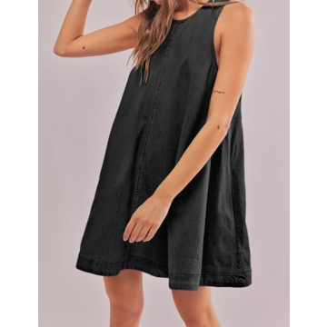 TBETNE Women Denim Dress Sleeveless Summer Casual Mini