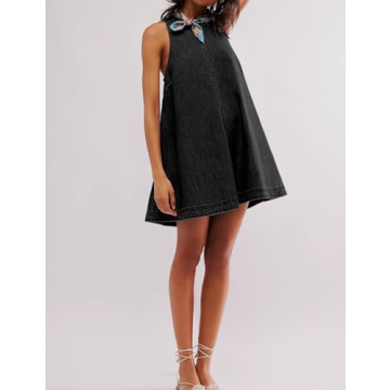 TBETNE Women Denim Dress Sleeveless Summer Casual Mini