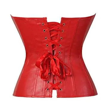 Zhitunemi Women's Faux Leather Bustier Steampunk Corset