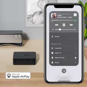 WiiM Pro Plus AirPlay 2 Receiver, Google Cast Audio, Multiroom Streamer with Premium AKM DAC, Voice Remote, Works with Alexa/Siri/Google, Stream Hi-Res Audio from Spotify, Amazon Music, Tidal and More