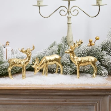 yumhum Gold Reindeer Figurines Set for Christmas Decor