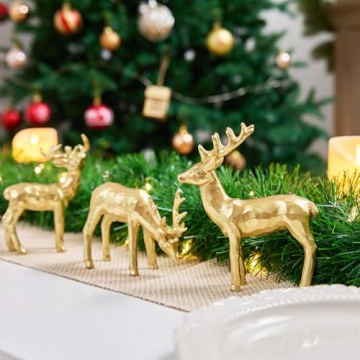 yumhum Gold Reindeer Figurines Set for Christmas Decor