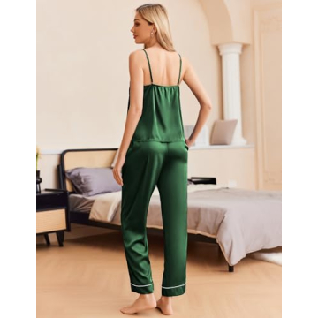 Ekouaer Women Silk Satin Pajamas Soft Stay Comfortable