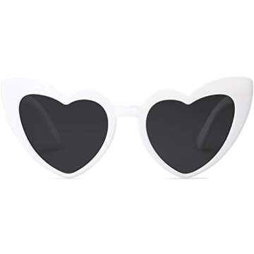 boqopod 2 Pack Clout Heart Shaped Sunglasses Goggles Vintage Cat Eye Mod Style Retro Kurt Cobain Gla...