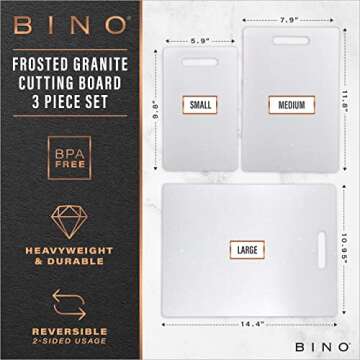 BINO Cutting Board - 3-Piece Chopping Boards | BPA-Free Plastic, Durable, Multipurpose, Dual-Sided, ...
