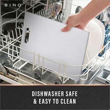 BINO Cutting Board - 3-Piece Chopping Boards | BPA-Free Plastic, Durable, Multipurpose, Dual-Sided, Dishwasher Safe, Easy to Clean | Charcuterie Accessories | Home & Kitchen Utensils Frosted Granite